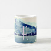 Mongmonogram van de moderne Waterverf marineblauw Magische Mok (Center)