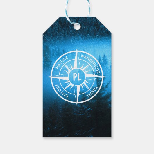 Mongmonogram van het embleem van de Compass-ster i Cadeaulabel (Voorkant)