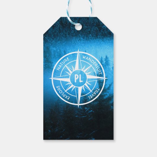 Mongmonogram van het embleem van de Compass-ster i Cadeaulabel (Achterkant)