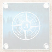 Mongmonogram van het embleem van de Compass-ster i Glazen Onderzetter (Achterkant)
