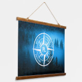 Mongmonogram van het embleem van de Compass-ster i Hangend Wandkleed (Gebogen)