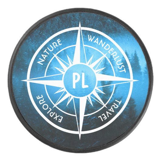 Mongmonogram van het embleem van de Compass-ster i Hockey Puck (Voorkant)
