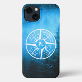 Mongmonogram van het embleem van de Compass-ster i iPhone 13 Hoesje