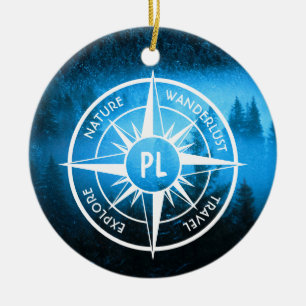 Mongmonogram van het embleem van de Compass-ster i Keramisch Ornament