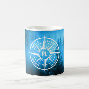 Mongmonogram van het embleem van de Compass-ster i Koffiemok