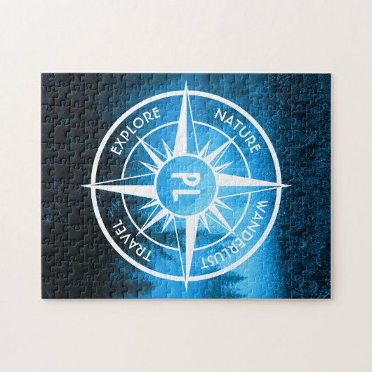 Mongmonogram van het embleem van de Compass-ster i Legpuzzel (Horizontaal)