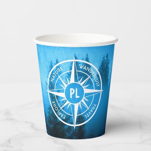 Mongmonogram van het embleem van de Compass-ster i Papieren Bekers (Achterkant)