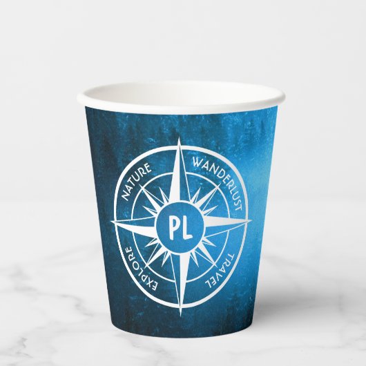 Mongmonogram van het embleem van de Compass-ster i Papieren Bekers (Voorkant)