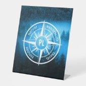 Mongmonogram van het embleem van de Compass-ster i Reclamebord Met Voetstuk (Voorkant)