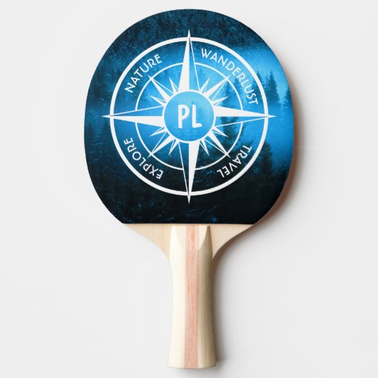Mongmonogram van het embleem van de Compass-ster i Tafeltennisbatje (Voorkant)