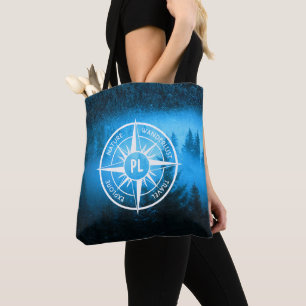 Mongmonogram van het embleem van de Compass-ster i Tote Bag