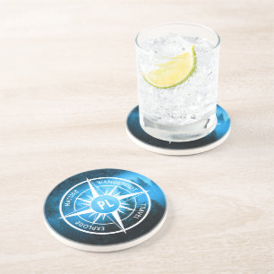 Mongmonogram van het embleem van de Compass-ster i Zandsteen Onderzetter