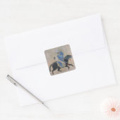 Mongol archer over horseback vierkante sticker (Envelop)