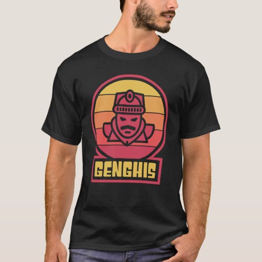 Mongol Empire Retro  keizer Genghis Khan T-shirt (Voorkant)