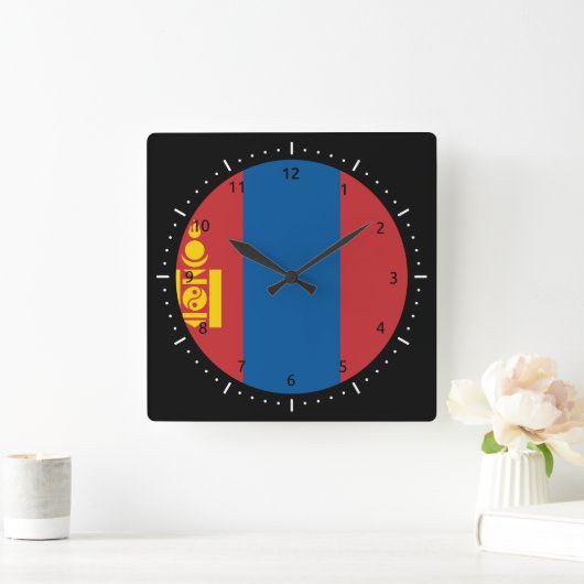 Mongol (Mongolian) flag Wall Clock Vierkante Klok (Huis)