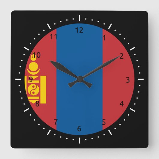 Mongol (Mongolian) flag Wall Clock Vierkante Klok (Voorkant)