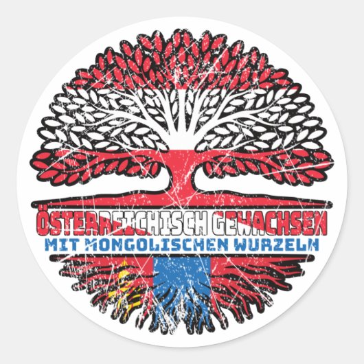Mongolei Mongolisch Österreichisch Österreich Baum Ronde Sticker (Voorkant)