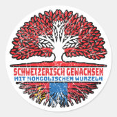 Mongolei Mongolisch Schweizer Schweiz Baum Wurzel Ronde Sticker (Voorkant)