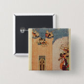 Mongolen Vierkante Button 5,1 Cm (Voorkant /achterkant)