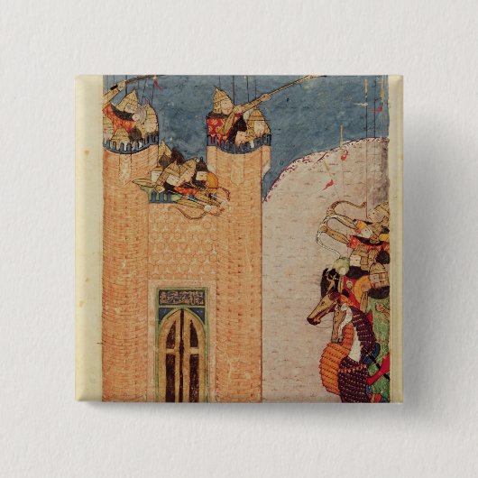 Mongolen Vierkante Button 5,1 Cm (Voorkant)