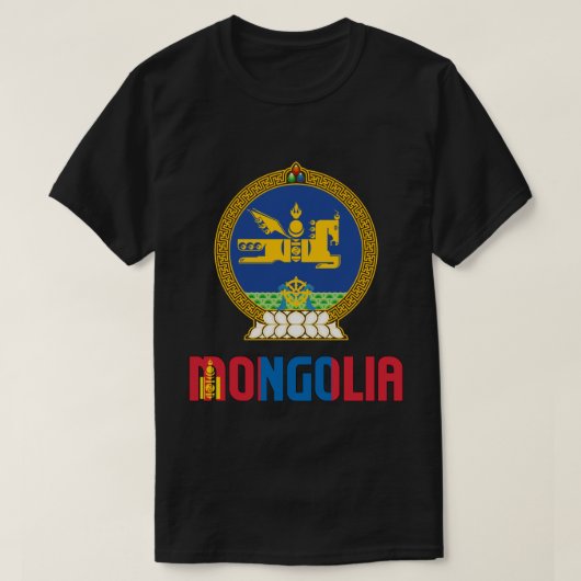 Mongolese vlag en wapenschild t-shirt (Design voorkant)