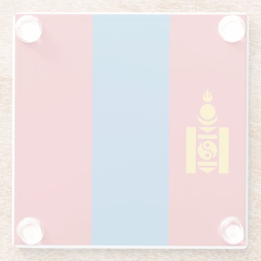 Mongolia Flag Glazen Onderzetter (Achterkant)