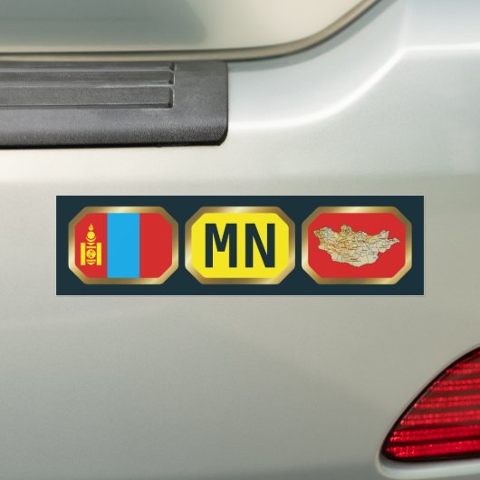 Mongolia Flag Map Code Bumper Sticker (Op auto)