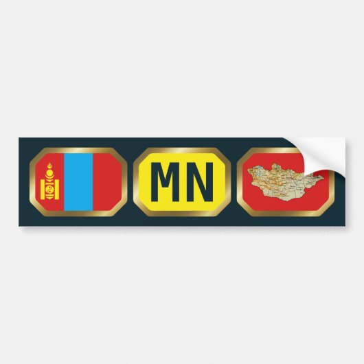 Mongolia Flag Map Code Bumper Sticker (Voorkant)