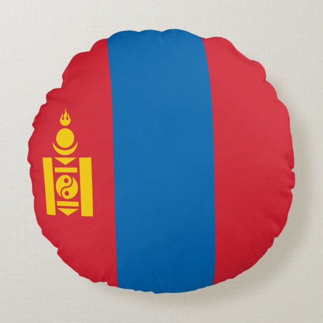 Mongolia Flag Rond Kussen (Voorkant)