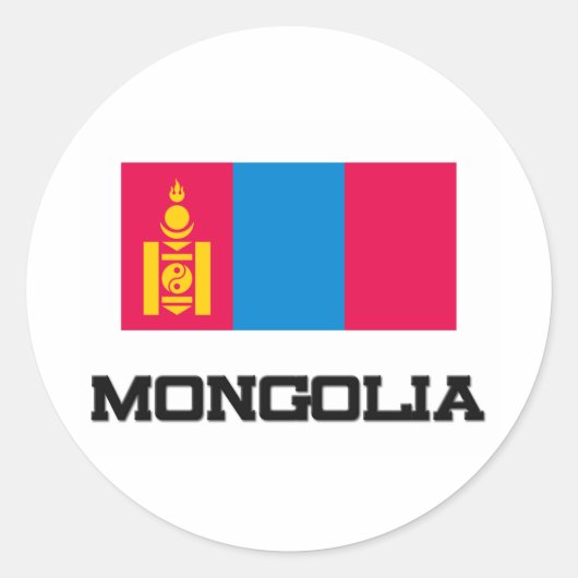 Mongolia Flag Ronde Sticker (Voorkant)