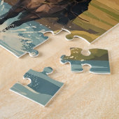 Mongolia Illustratie Reis Kunst Vintage Legpuzzel (Zijkant)