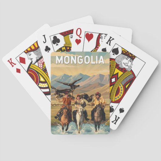Mongolia Illustratie Reis Kunst Vintage Pokerkaarten (Achterkant)