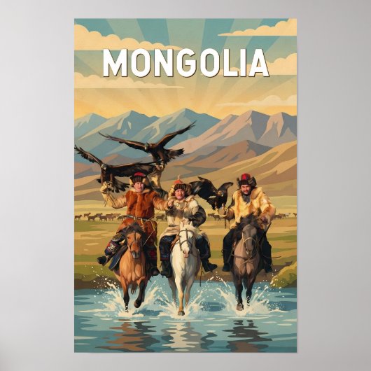 Mongolia Illustratie Reis Kunst Vintage Poster (Voorkant)