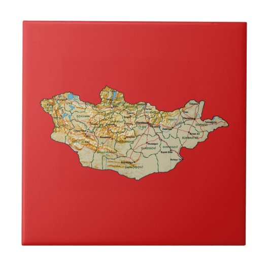 Mongolia Map Tile Tegeltje (Voorkant)