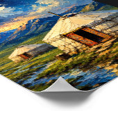 Mongolia: Serene Steppe Nomad Ger Art Souvenir Poster (Hoek)