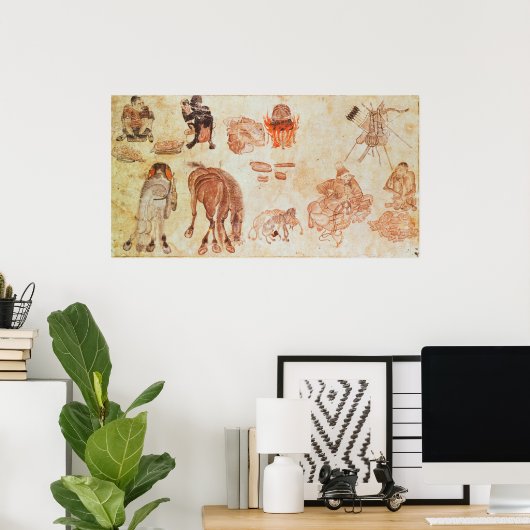 Mongoliaans nomadiaal kamp, 15e eeuw poster (Thuiskantoor)