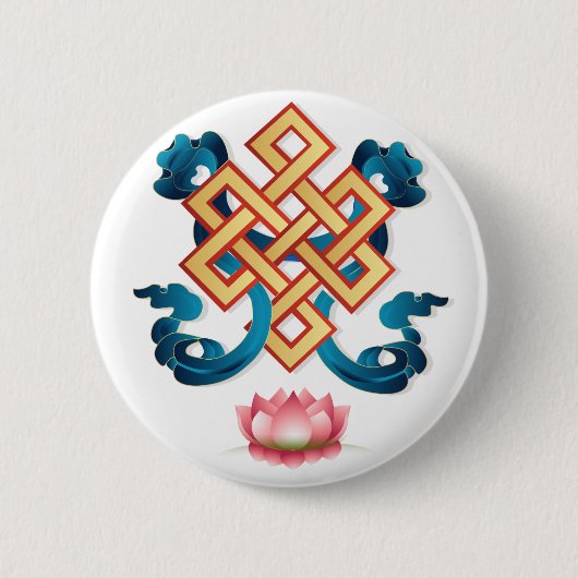 Mongoliaans symbool voor religie eindeloze knot vo ronde button 5,7 cm (Voorkant)