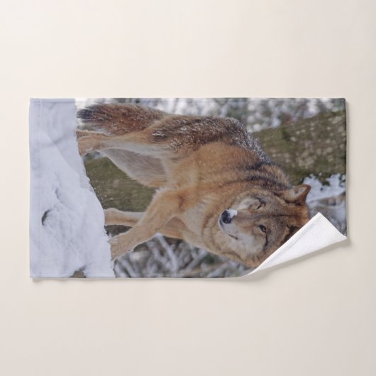 Mongoliaanse alfawolf in sneeuw handdoek (Handdoek)