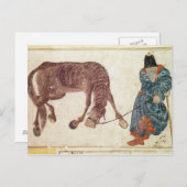 Mongoliaanse nomade die zijn paard naar water bren briefkaart (Voorkant / Achterkant)