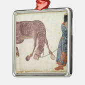 Mongoliaanse nomade die zijn paard naar water bren metalen ornament (Links)