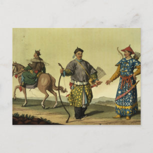 Mongolian Eight Flags soldaten uit Ching's milita Briefkaart