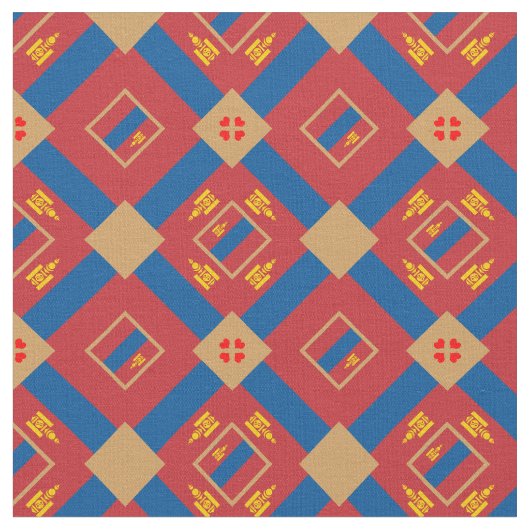 Mongolian Flag & Mongolia Trendy Fabric mode Stof (Close Up)