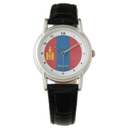 Mongolian Flag & Mongolië trendy mode / design Horloge
