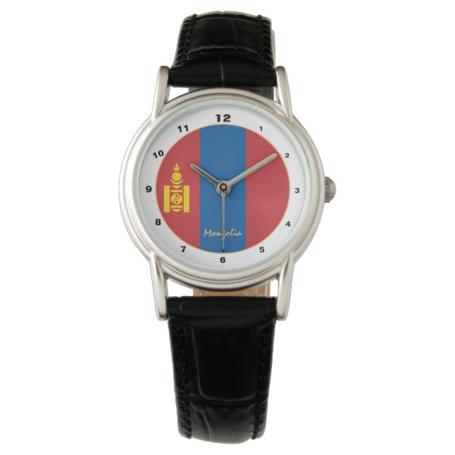 Mongolian Flag & Mongolië trendy mode / design Horloge (Voorkant)