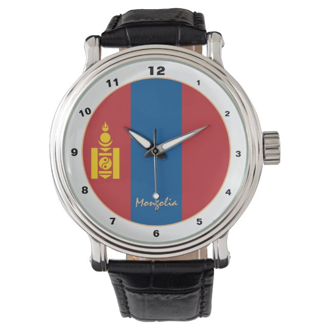 Mongolian Flag & Mongolië trendy mode / design Horloge (Voorkant)