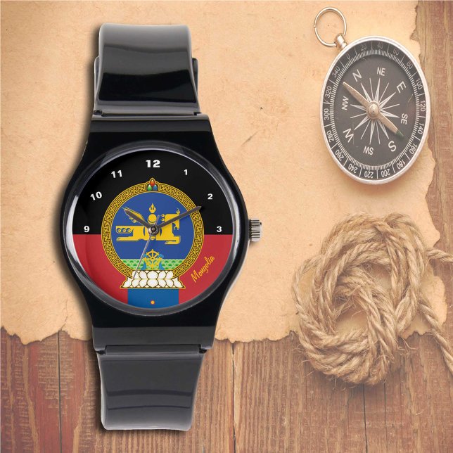 Mongolian Flag Watch, Mongolië mode / sport Horloge (Creator heeft geüpload)