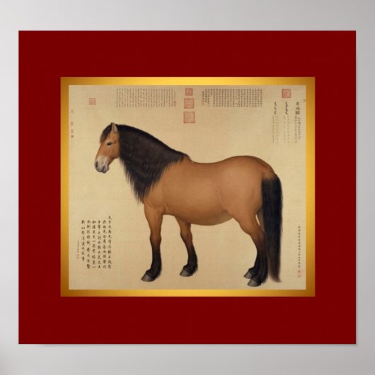 Mongolian Horse Chinese schilderijen Poster (Voorkant)