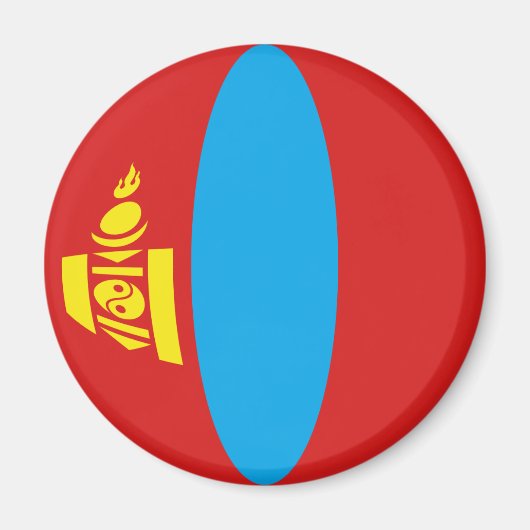 Mongolië Fisheye Vlag Magneet (Voorkant)