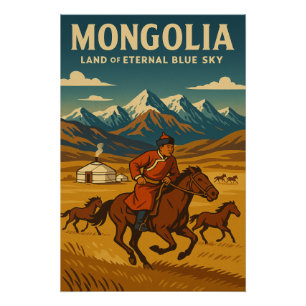 Mongolië, het land van de eeuwige blauwe hemel perfect poster
