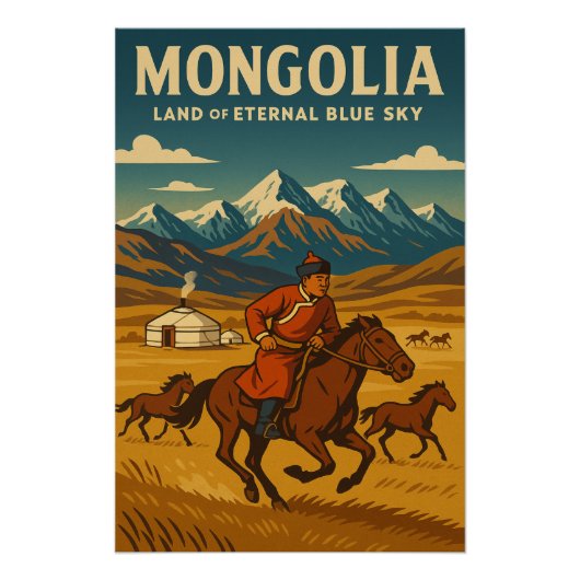 Mongolië, het land van de eeuwige blauwe hemel perfect poster (Voorkant)